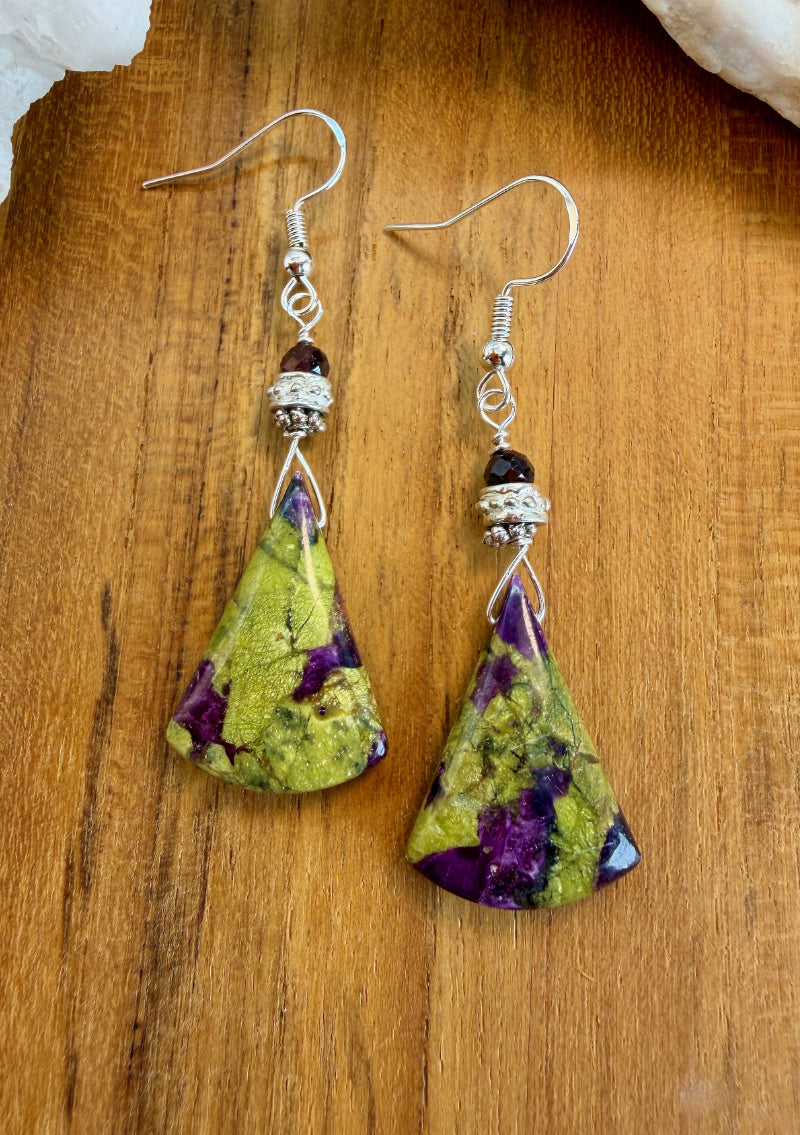 Stichtite and Sterling Earring