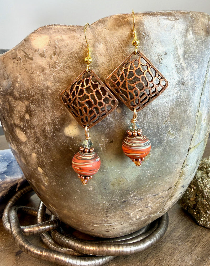 Smooth Muted Lampwork Glass Earring
