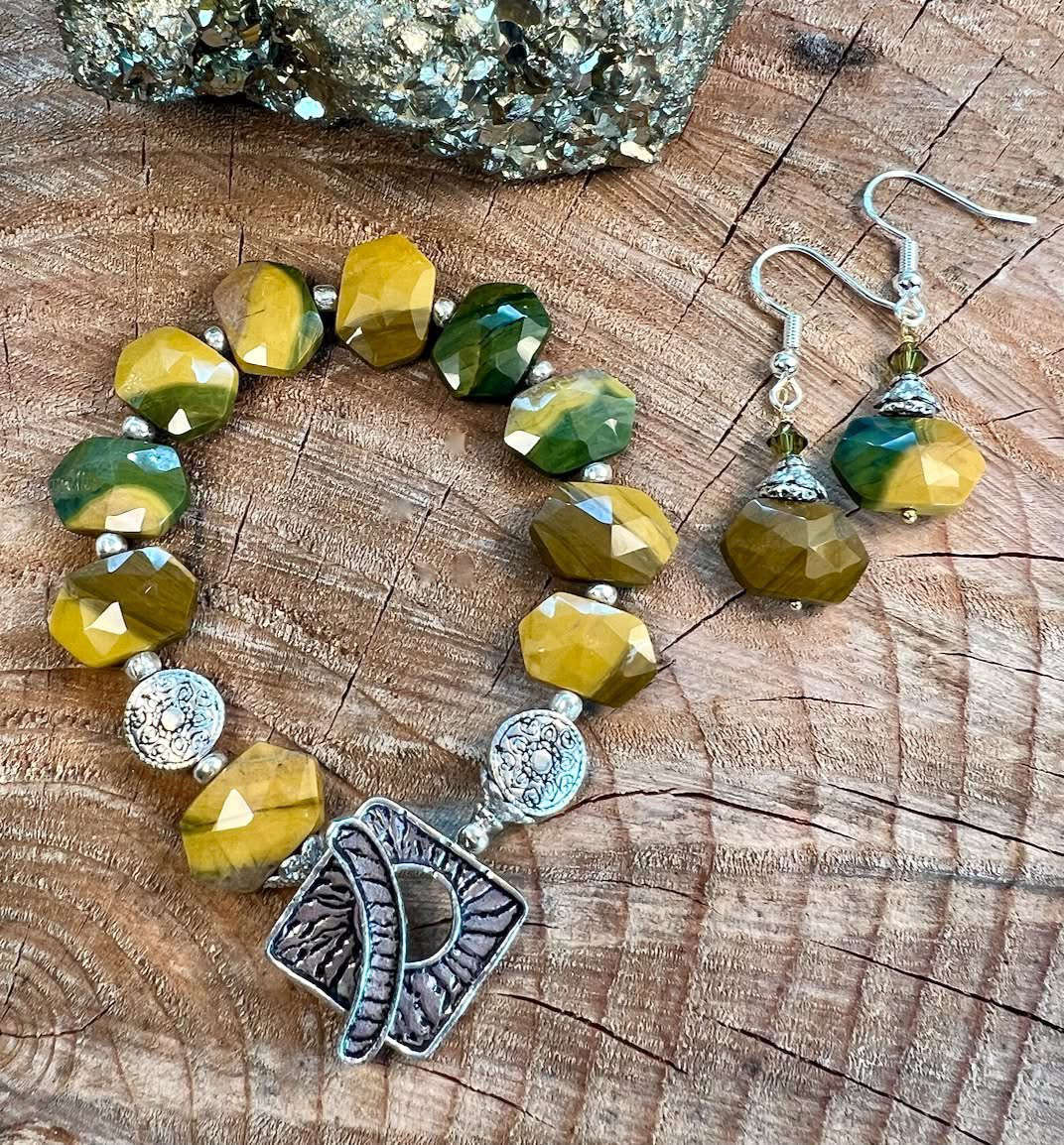 Yellow Green Bracelet and Earring Set
