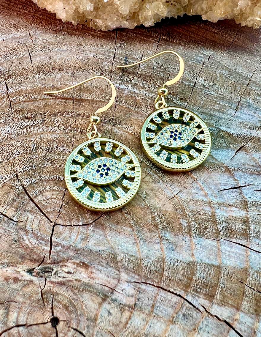 Cats Eye And An Evil Eye Earrings