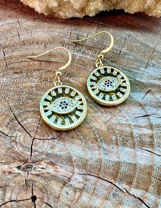 Cats Eye And An Evil Eye Earrings