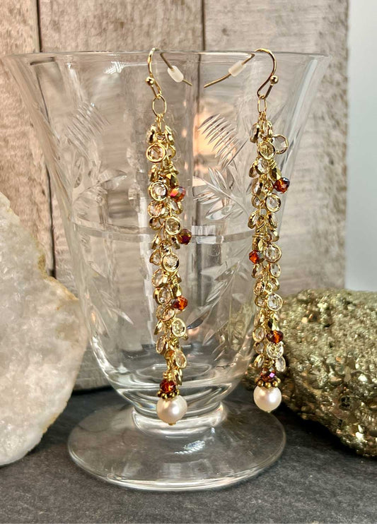Garnets And Pearls Earrings