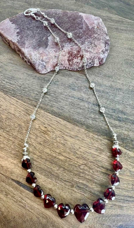 Hearts Of Garnet Necklace