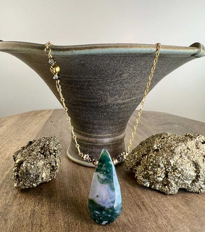 Simple Moss Agate Necklace