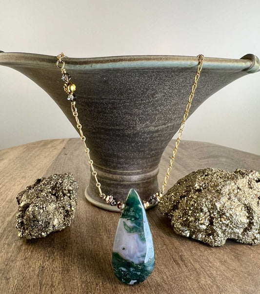 Simple Moss Agate Necklace