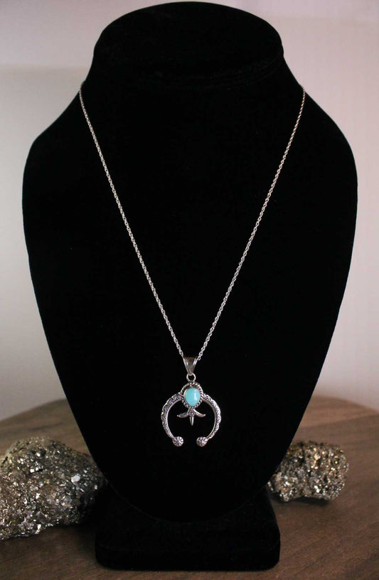 Sterling And Turquoise Horseshoe Necklace