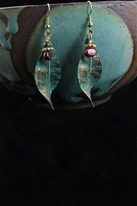 Pretty Patina Leaf Earring