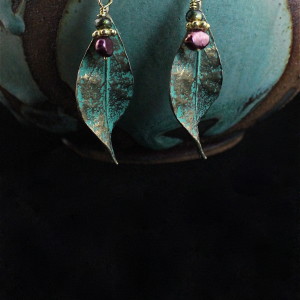 Pretty Patina Leaf Earring