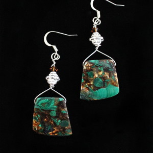 Bronzed Malachite Earring