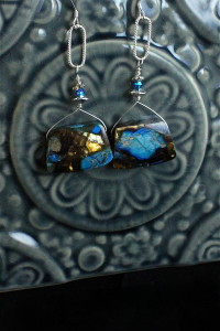 Blue Bronzed Jasper Earrings