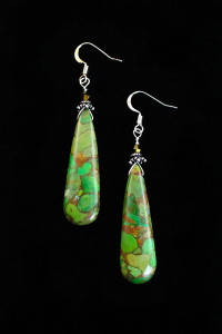 Green Copper Turquoise Earrings