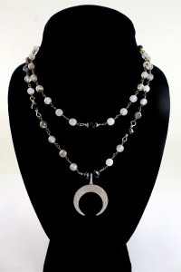 Agate and Crescent Moon Necklaces