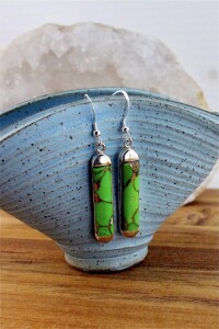 Green Copper Turquoise Earrings