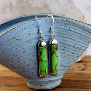 Green Copper Turquoise Earrings