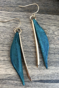 Teal Lines Earring