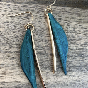 Teal Lines Earring