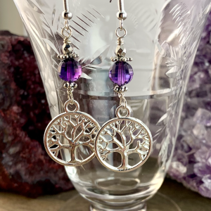 Amethyst Tree of Life Earrings