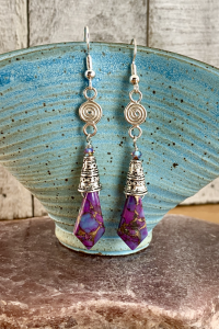 Purple Copper Turquoise Earrings