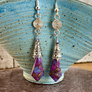 Purple Copper Turquoise Earrings