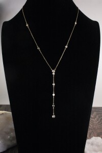 Gold CZ "Y" Necklace