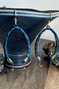 Teal Horseshoe Earring