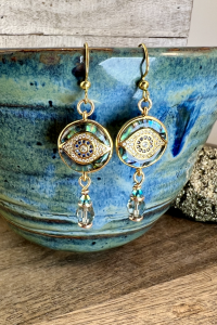 Abalone Evil Eye Earrings