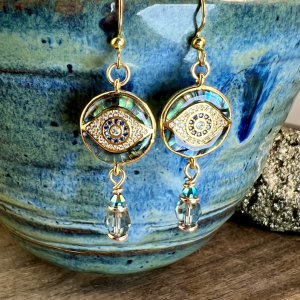 Abalone Evil Eye Earrings