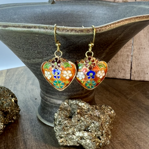 Cloisonné Heart Earrings