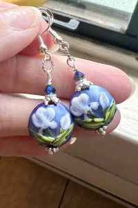 Wild Iris Lampwork Earring