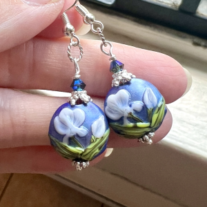 Wild Iris Lampwork Earring