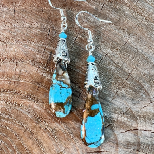 Turquoise Earrings With Pyrite